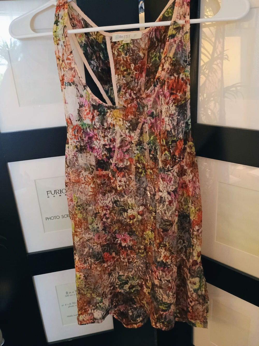 PRICE FIRM NWOT Love, Fire Floral Lace Racerback Tank Top
